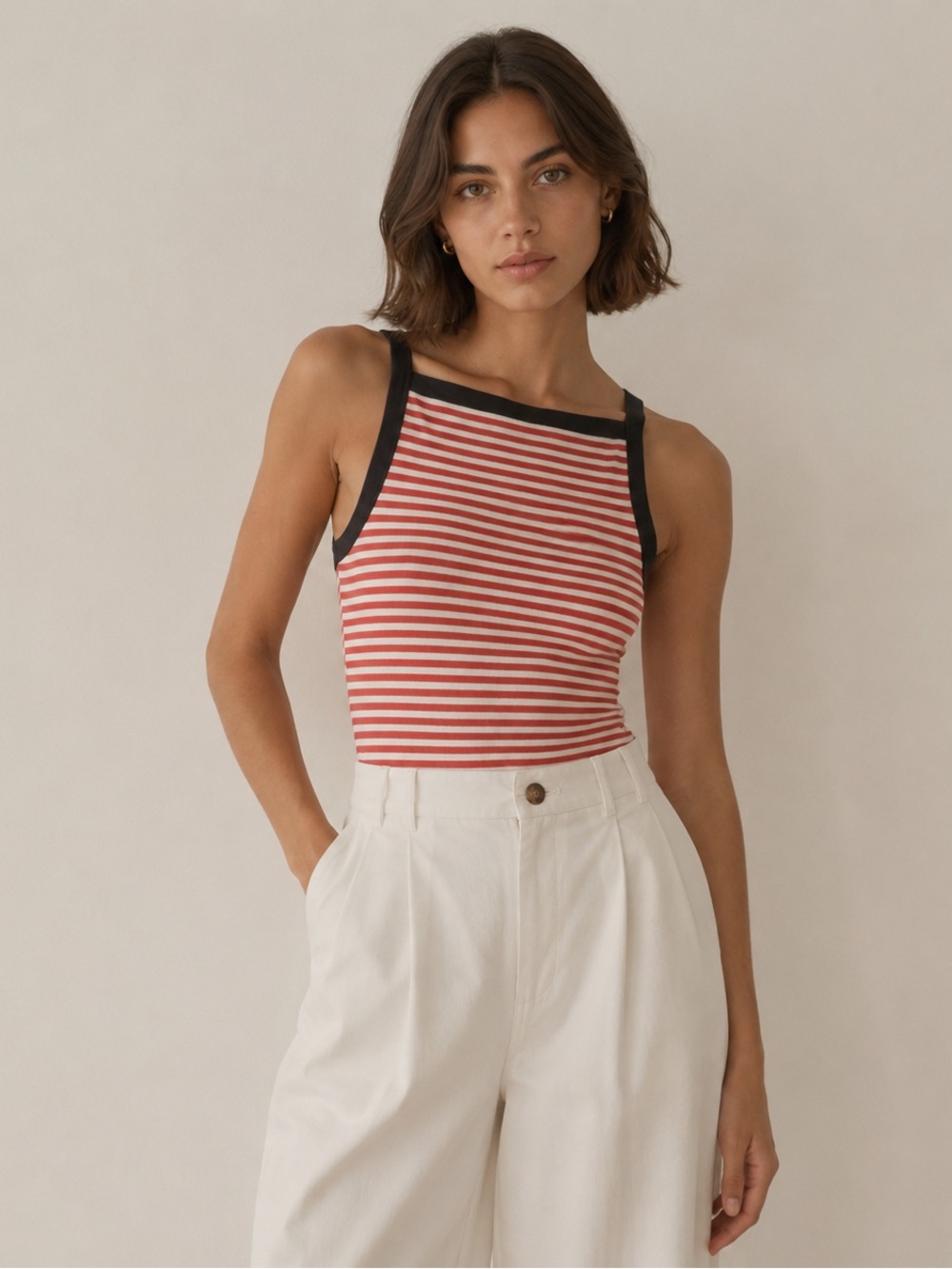 DÔEN Andrea Tank in Rouge Nantucket Stripe | L - Picture 4 of 12